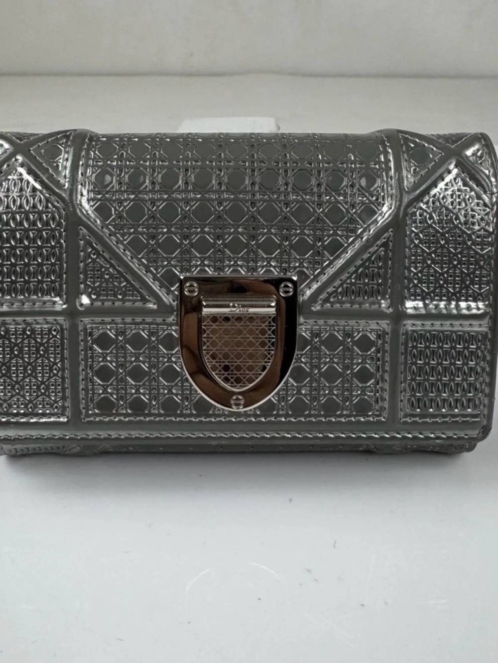 Dior Metallic Silver Embossed wallet